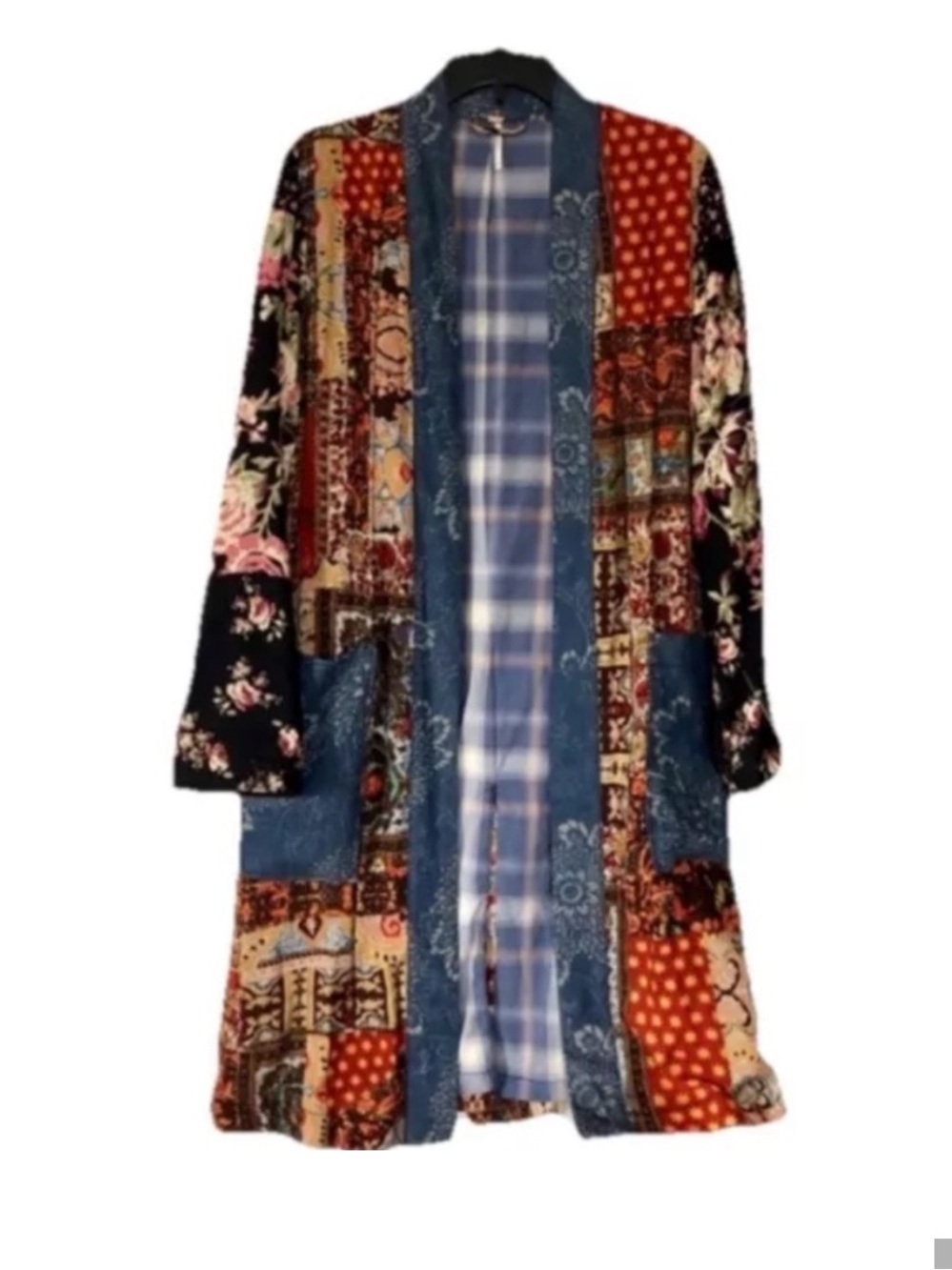 Rare Free People Songbird Patchwork Printed Maxi Duster Coat - Picture 5 of 14